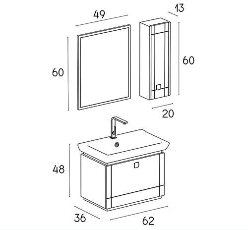 کابینت روشویی پی وی سی مدل D-6010